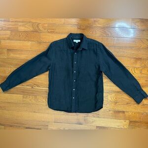 Banana Republic Black Linen Button Front Shirt Men’s Small Standard Fit